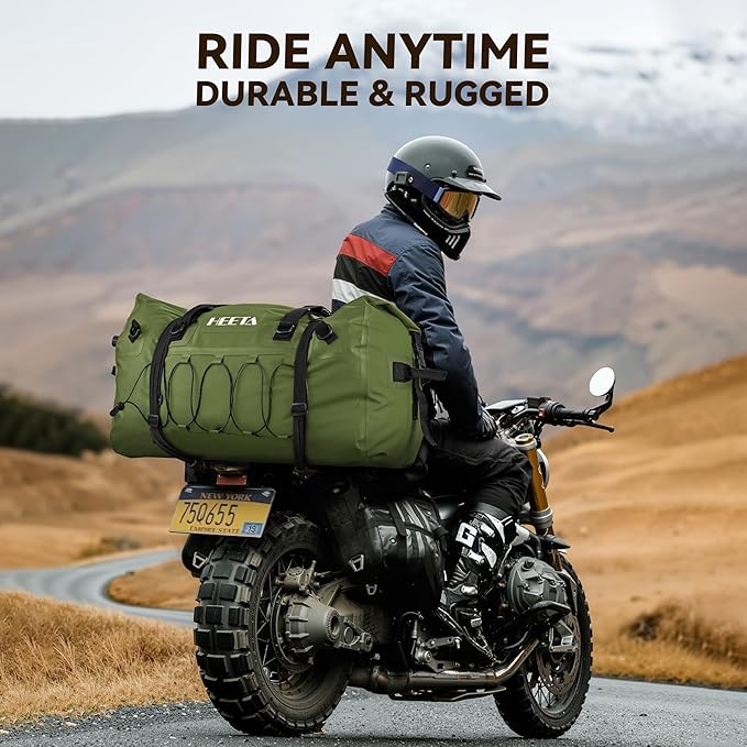 HEETA Fish Scale Up to 110lb/50kg, 2 AAA Batteries Included (Black) Bundled with Waterproof Duffel Bag Motorcycle Dry Bag (Green 60L)