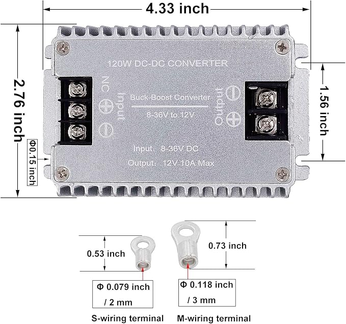 DC to DC High Efficiency Voltage Converter 8-36V to 12V 10A 120W Buck-Boost Converter DIY Power Supply Step-Down/Up Transformer