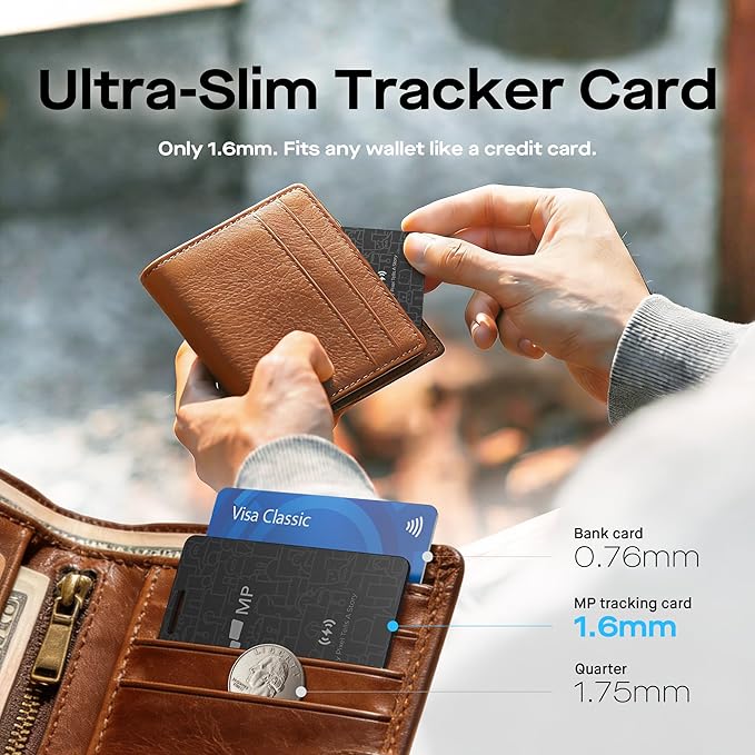 2026 Mobile Pixels Wallet Tracker Card, Works with (iOS and Android), Ultra Slim Rechargeable Bluetooth Tracker, Tracker Key Finder, Portable Item Locator for Wallet, Bags, Luggage (2- Pack)