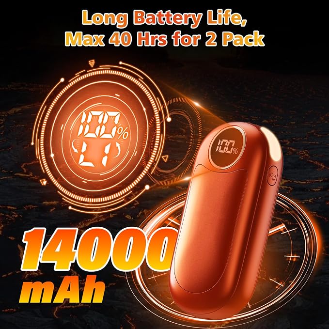 Hand Warmers Rechargeable, Dual-Sided Heating with LED Display, Flashlight, 4 Heating Levels Electric Pocket Heater for Raynauds, Golf, Camping, Hunting, Gifts for Christmas Men Women
