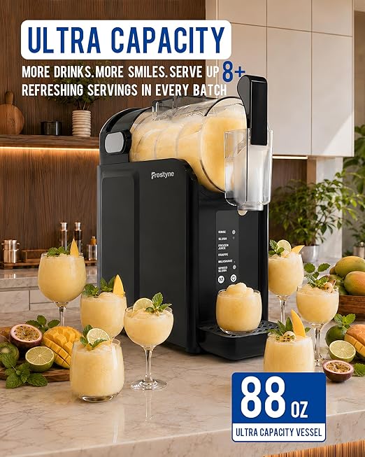 88oz Slushie Machine for Home with No Ice Needed, 5 Preset Programs, Self-Cleaning Function, Quiet Operation, Perfect for Making Frozen Margaritas, Milkshakes, Smoothies, Frappes,Black