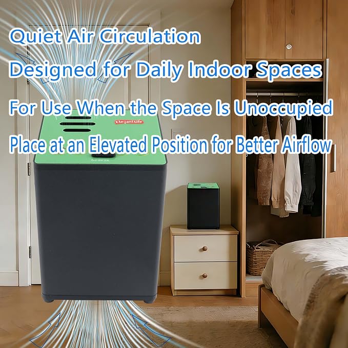 Elegantlife Portable Air Ionizer & Deodorizer – Rechargeable Odor Eliminator for Car, Closet & Enclosed Spaces, Compact Air Freshening Device with 6 Modes