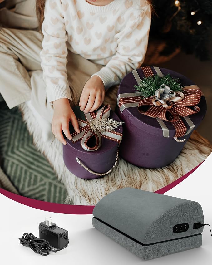 Heated Foot Rest for Under Desk at Work, Foot Stool with Vibration Massage, 2 Heat Levels, Ergonomic Memory Foam Feet Warmer Heater