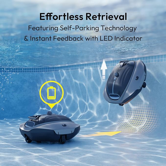 (2026 New) Bubot 300P Cordless Pool Vacuum for Above Ground Pool, Robotic Pool Cleaner with Bluehole Suction, DirtLock 2.0, Dual Filters for Above-Ground Flat Pools up to 850 Sq.Ft. Obsidian
