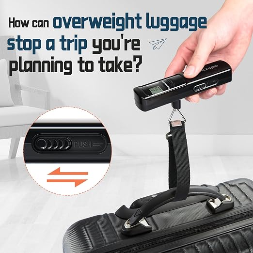 Battery-Free Luggage Scale – No Batteries Needed, Portable Digital Hanging Suitcase Weight Scale for Air Travel & Checked Bags, 110lb/50kg, LCD Display, Compact Travel Accessory