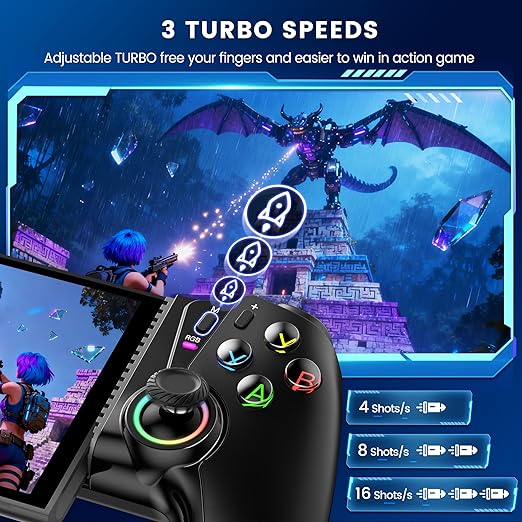Mobile Gaming Controller for iPhone/Android/Switch 2/Switch/OLED/iPad Mini, Wireless Switch Controller One-Piece Joypad with Hall Effect Joysticks/Hall Triggers Support Xbox Cloud, Steam Link,Black