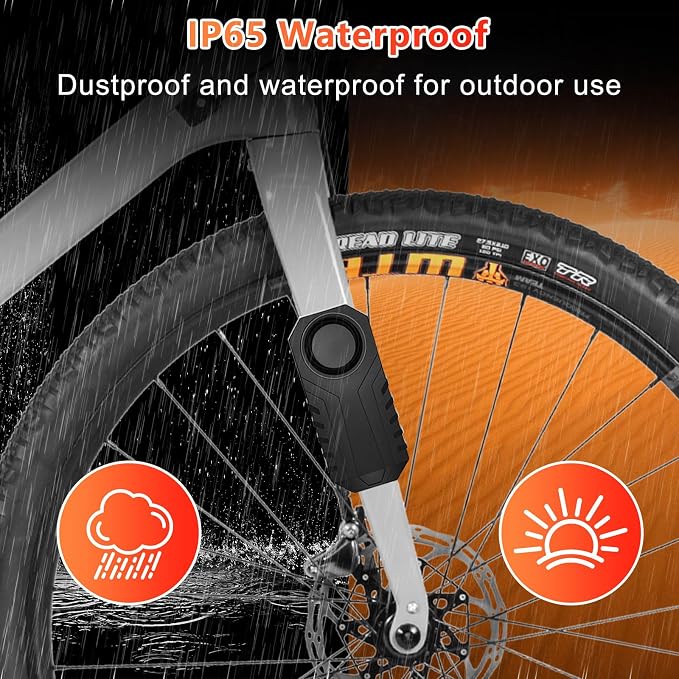 Bike Alarms,Bike Alarm Anti Theft, Bicycle Alarms with Remote,113dB Super Loud Bicycle Vibration Motion Sensor Siren Anti Theft Security System IP65 Waterproof