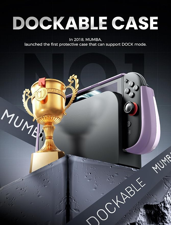 Mumba Dockable for Nintendo Switch 2 Case with Flip Stand, [Titan] Ergonomic Switch 2 Grip Protective Cover Holds 5 Game Cards & 2 TF Cards TPU Accessories and Quick-Release Joy-Con Design (Violt)