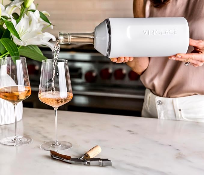 Vinglacé Wine Bottle Chiller- Portable Champagne Insulator- Stainless Steel Wine Cooler Sleeve - Keeps Wine Cold (Cool Blue)