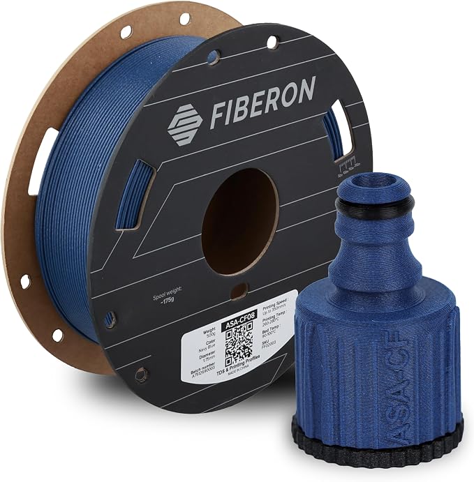 Polymaker Fiberon ASA-CF08 Navy Blue Carbon Fiber 3D Printing Filament 1.75mm 0.5KG, UV & Weather Resistant, High Rigidity, Heat Resistant, Easy to Print, Functional Parts & Prototypes