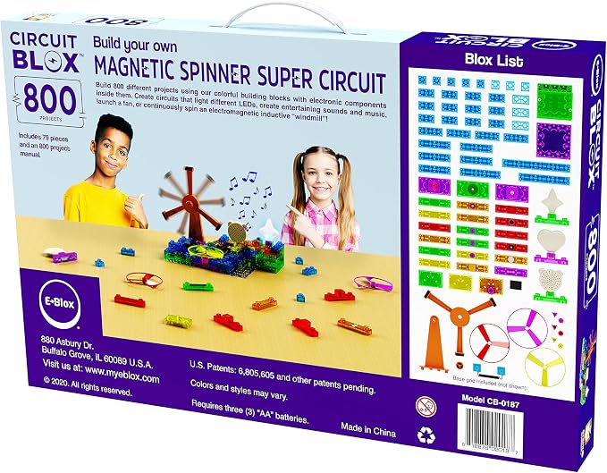 E-Blox Circuit Blox Builder - 800 Projects Circuit Board Building Blocks Coding Kit Toys Set for Kids Ages 8+, CB-0187