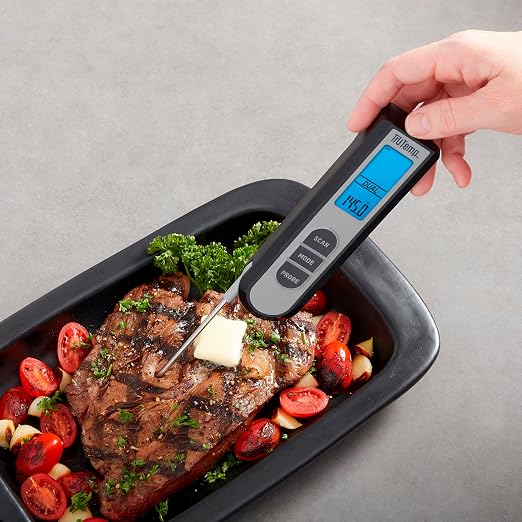 Taylor TruTemp Dual Instant Read Infrared Meat and Food Thermometer, Digital for Cooking, IPX5 Splash Proof Design, Plus Meat Probe for BBQ, Kitchen, Smoker, and Grilling, Gray