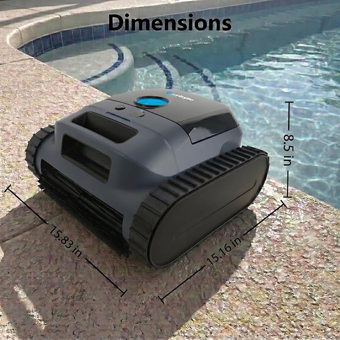 Cordless Robotic Pool Vacuum Cleaner, Intelligent Route Planning, Wall & Waterline Climbing, 120-Min Runtime, for Above Ground/Inground Pools up to 2000 sq. ft, APP Support,Blue