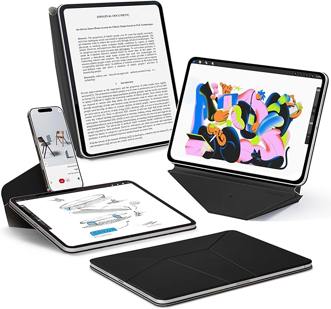 MOFT Dynamic Folio Case for iPad mini 7th A17 Pro 2024 & iPad mini 6th A15 2021, 8.3 Inch Slim Magnetic Stand Case with 20+ Viewing Angles, Auto Wake/Sleep, Ultra Thin, Jet Black