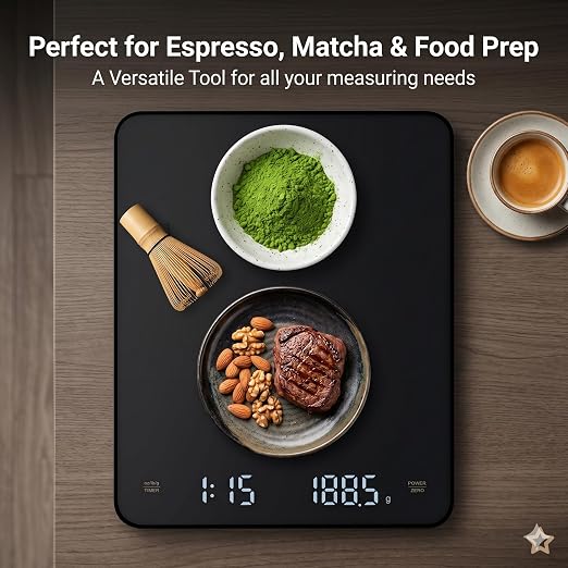 Coffee Scale with Timer 3kg/0.1g High Precision Digital Espresso Scale for Pour Over & Matcha, Food Scale for Kitchen Baking and Jewelry with Rechargeable Battery, Silicone Mat