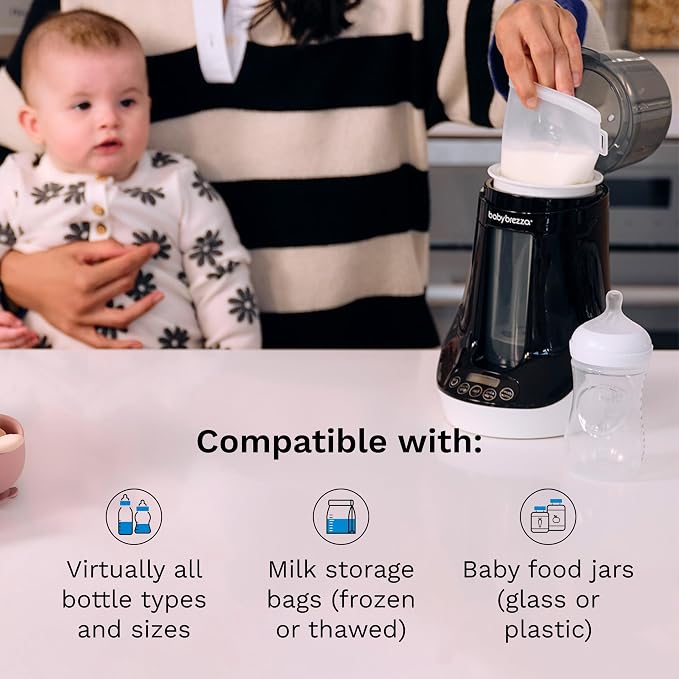 Baby Brezza Fast Baby Bottle Warmer - Baby Milk + Breastmilk Warmer Defroster – 2 Unique Temperatures for Breastmilk + Formula - Universal Fit for All Bottles, Bags + Jars