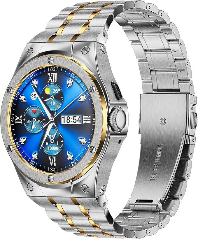 SUPLINK Stainless Steel Case and Bands Compatible with Google Pixel Watch 2/3 41mm Bands, Metal Strap Protective Bumper for Google Watch Band Men, Silver Gold