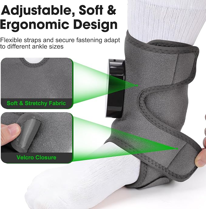 2 Pack Cordless Ankle Massager for Pain Relief, Foot and Ankle Massager Wrap with Heat, Foot Massager for Neuropathy, Heated Foot Massager, 6 Heat Levels, 3 Massage Modes, Grey