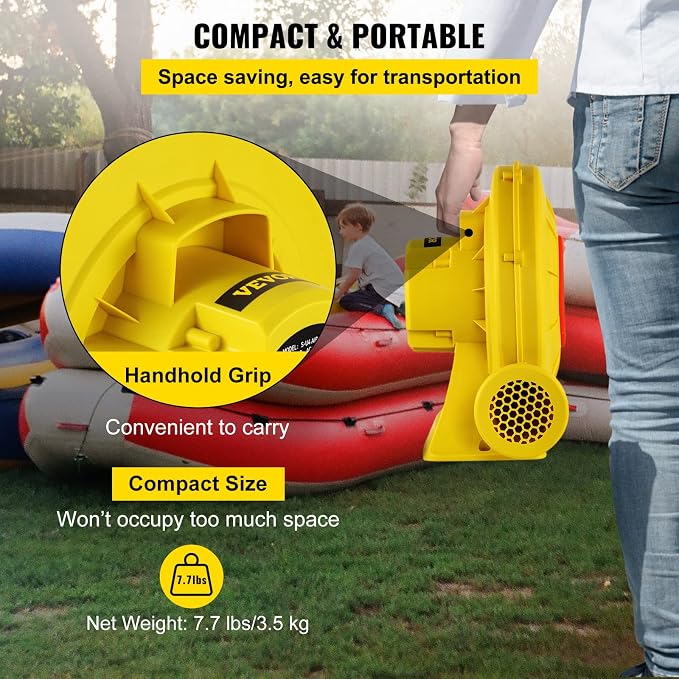 VEVOR Inflatable Blower, Electric Air Blower, Bounce House Blowing Pump, Commercial Corded Fan Pump for Castle Wate Slides Water Slide Bouncy Castle