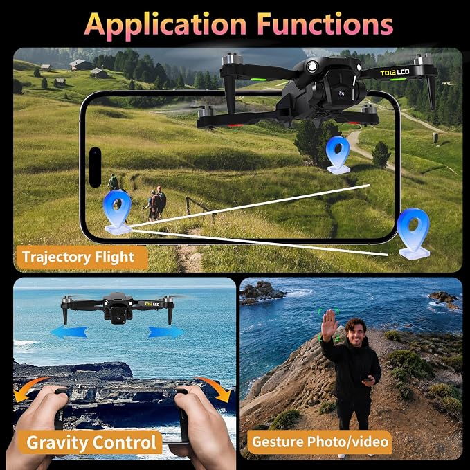 Drone with Camera LCD Screen RC FPV Drone with Brushless Motor Professional Live Video UHD, Drones for Adults Foldable Mini Quadcopter for Beginners, 360° Flips Support 32G SD Card MAX Under 250G Gifts
