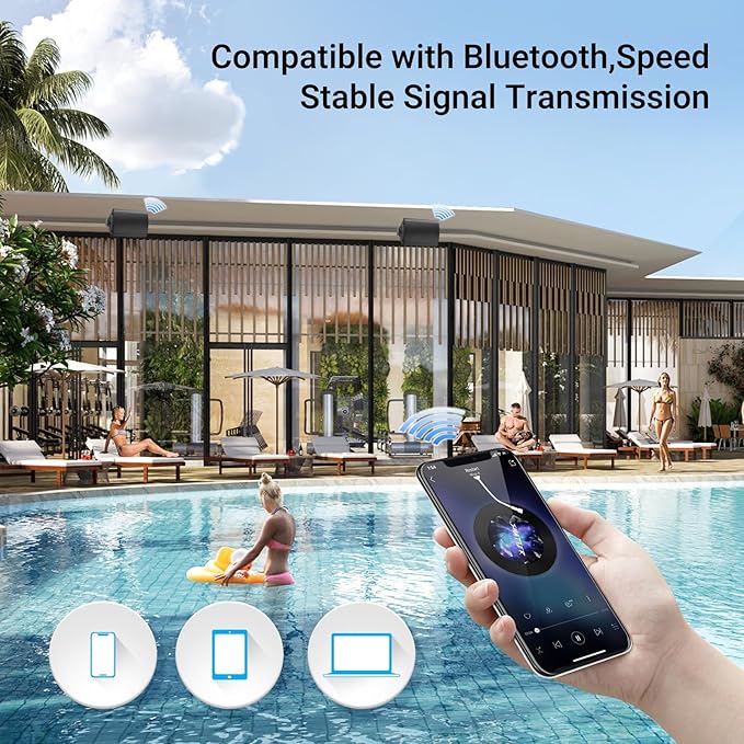 Herdio 4 Inch Outdoor Bluetooth Speakers Waterproof Wired 200 Watt,Indoor, Patio,Deck Wall Mount Speakers (Black)