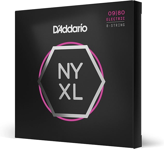 D'Addario Electric Guitar Strings, NYXL Nickel Plated, NYXL0980, Super Light Gauge 09-80, 8-String Set, Pack of 1