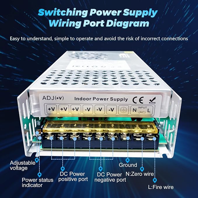 12V 50A 600W DC Switching Power Supply, AC 110v to 12v Converter (SMPS), 12 Volt Power Supply for LED Strip Light, CCTV Camera Security System,Computer Project