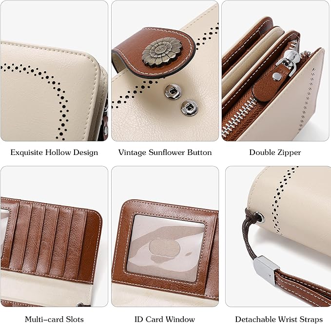 BOSTANTEN Leather Wallet for Women RFID Blocking Zip Around Credit Cards Holder Phone Clutch