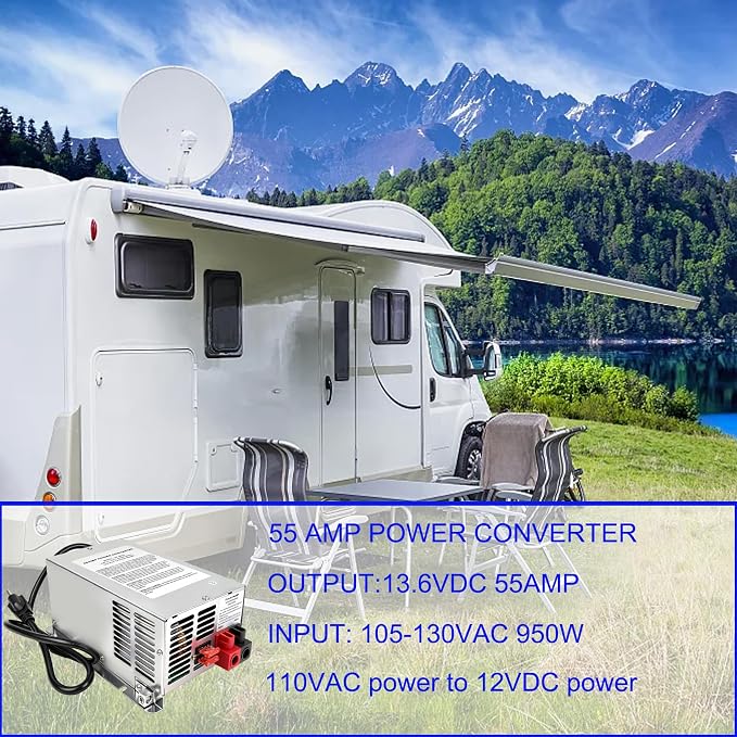 𝟐𝟎𝟐𝟔 𝐔𝐩𝐠𝐫𝐚𝐝𝐞 WF-9855 55 Amp Power Converter, Rv Power Converter, WF-9855-AD, Replace for RV Trailer Camper 9800 Series, WF-9855-AD, 55 Amp Power Converter for Rv, 5 Years Warranty