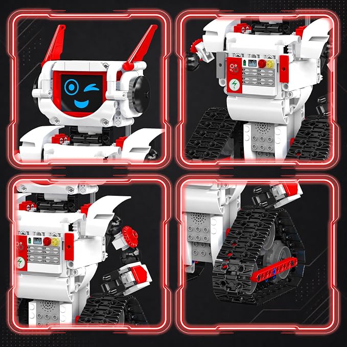 Mould King AI Robot Building Block Set, 530PCS Smart Interactive Robot with GPT Voice Control, Expressive LED Face, APP Control, STEM Educational Toy for Age 14+/Adults-Red