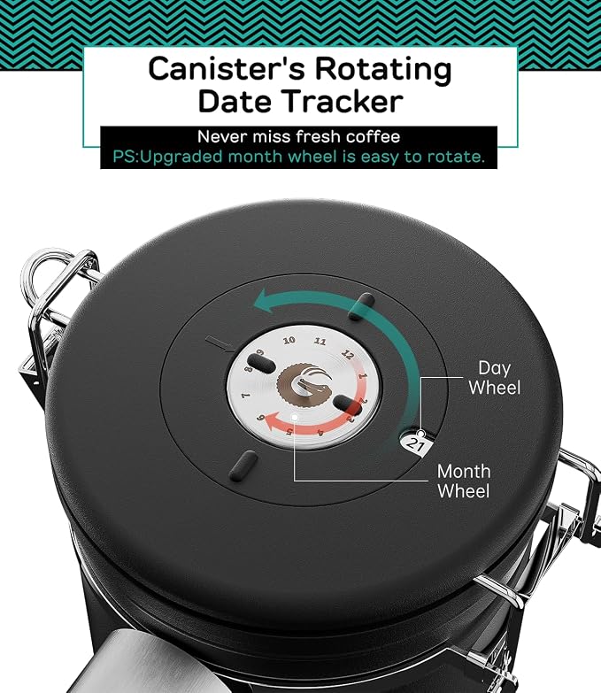 Coffee Gator Coffee Canister -22oz Airtight Stainless Steel and Coffee Scale 0.1 Precision with Timer