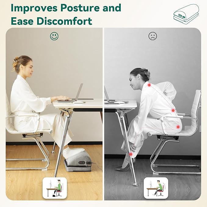 Snailax Heated Foot Rest Under Desk at Work, FSA Eligble Desk Foot Stool with Heat & Vibration Massage, Fathers Day Dad Gifts for Men, Foot Warmer Feet Heater for Office Chair, Gaming Home Use