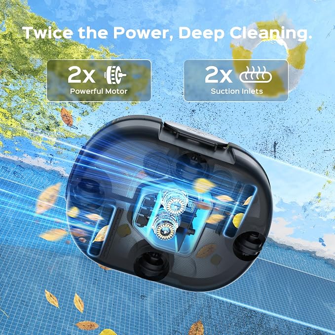 S1 Pro Automatic Pool Cleaner for Above Ground Swimming Pools, Dual-Motor,Cordless Pool Robot with 120-Min Runtime, Large Debris Capacity, Fast Recharge and Self-Parking Function(Mirror Black)