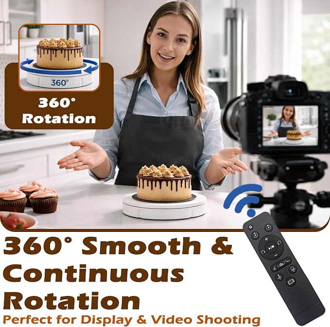 PROLEE Rotating Platform 12Inch/360lbs Capacity, 360 Degree Rotating Display Stand, Rotating Turntable for Photography, Remote Motorized Electric Turntable with 5 Colour Surface Covers and Carry Bag