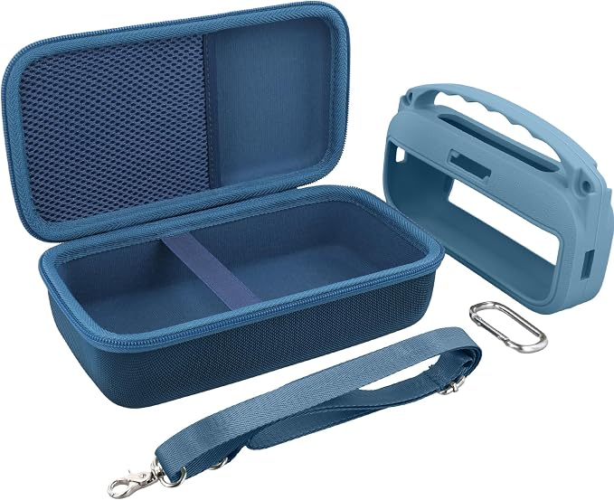 co2CREA Hard Case and Silicone Case Replacement for Bose New SoundLink Flex 2nd Gen/Bose SoundLink Flex Bluetooth Portable Speaker, Protective Case with Carabiner and Shoulder Strap (Blue Dusk Case)