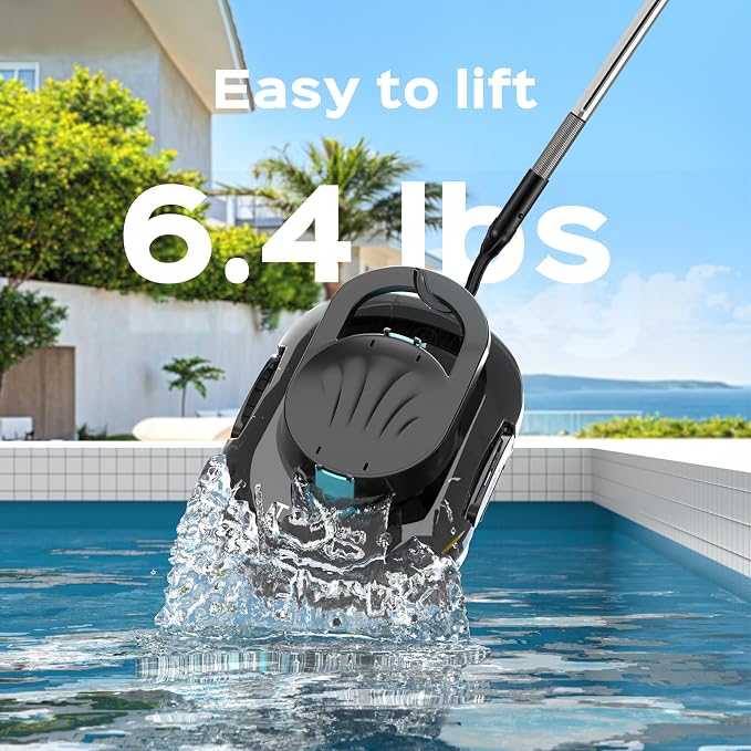 Automatic Robotic Pool Cleaner for Above Ground Pools, S1 Pro Cordless Pool Vacuum with Dual Motors, 120-Min Runtime, Large Debris Basket, Fast Charging and Auto Parking, Jet Black
