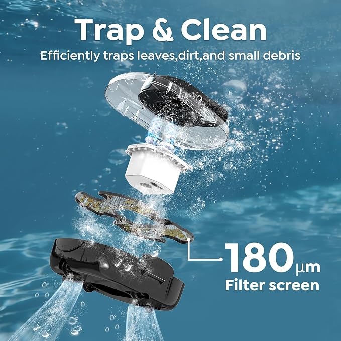 S1 Pro Cordless Robotic Pool Cleaner, 130-Min Runtime, Cleans Up to 1,292 Sq.Ft, Dual-Motor Pool Vacuum, Automatic Cleaner with Large Filter Basket, Fast Charging & Self-Parking (Glossy Black)