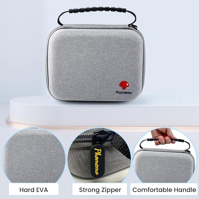 Phomemo M220 Label Maker & 1 Case, 3.14 Inch Bluetooth Thermal Label Printer for Barcode, Address, Labeling, Mailing, File Folder Label, Easy to Use, Support Smartphone, Tablet&PC