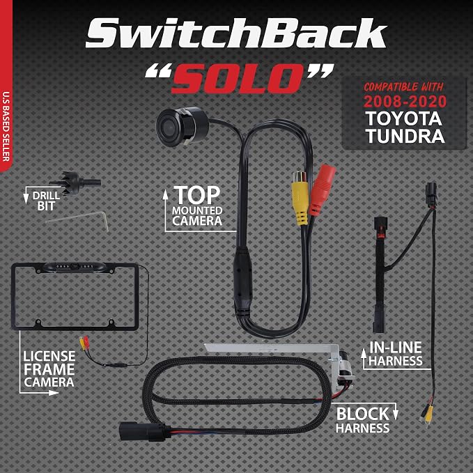 Switchback Solo Down Tailgate Backup Camera for Toyota – Back Up Camera Plug & Play for Toyota Tundra 2008-2020, Reverse Camera System, Down Tailgate Waterproof Backup Camera
