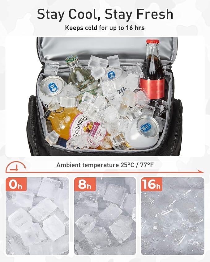 TOURIT 30L (42 Cans) Tactical Cooler Backpack – Military-Grade Insulated Cooler Bag with 16H Ice Retention, Leakproof Multi-Pocket Picnic Backpack for Camping & Hiking, Featuring DIY Hook & Loop Panel