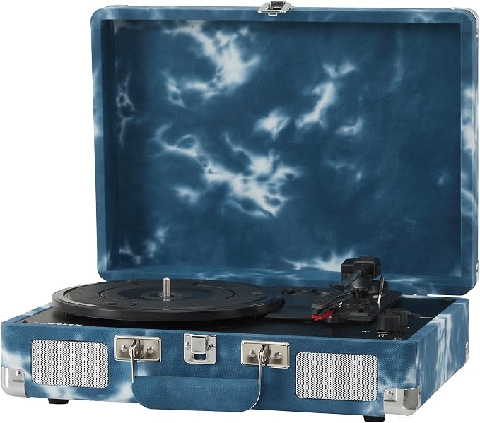 Crosley CR8005F-IN Cruiser Plus Vintage 3-Speed Bluetooth in/Out Suitcase Vinyl Record Player Turntable, Indigo