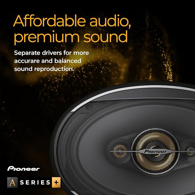 Pioneer A-Series Plus TS-A1601C 6.5” 2-Way Speakers (Pair) – 350W Max, Crisp Highs + Clear Vocals, Enhanced Bass, Ideal Factory Upgrade, Installation Adaptors Included