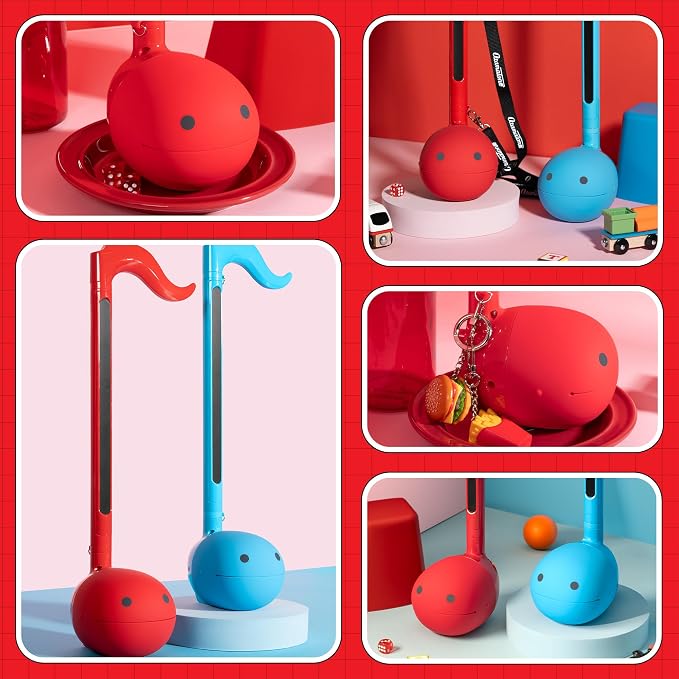 Otamatone Deluxe Electronic Musical Instrument for Adults Portable Synthesizer Digital Electric Music from Japan by Cube/Maywa Denki Cool Stuff Gifts, Red [English Manual]