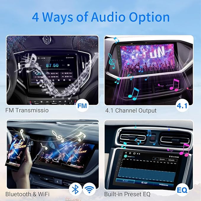 Haudio Double Din Android 13 Car Stereo Receiver - 10.1" Universal HD Touchscreen w/64GB, Built-in GPS & Backup Camera, Bluetooth 4.1, Supports CarPlay/MirrorLink (1990-2023 Vehicles)