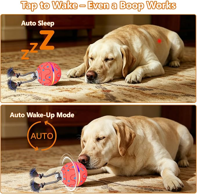 Smart Interactive Dog Ball – Automatic Moving, Bouncing & Rotating Toy for Medium/Large Dogs, E‑TPU Rolling Ball with Normal & Crazy Modes, Bird Sounds, Washable Cover, Type‑C Charging