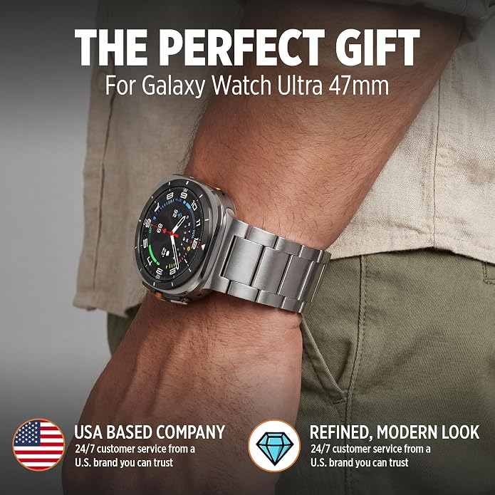 Ultra Supply Co. Titanium Band for Samsung Galaxy Watch Ultra 47mm – Galaxy Watch Ultra Metal Band with Folding Clasp, Scratch & Water-Resistant DLC Coating, Adjustable Smartwatch Bands