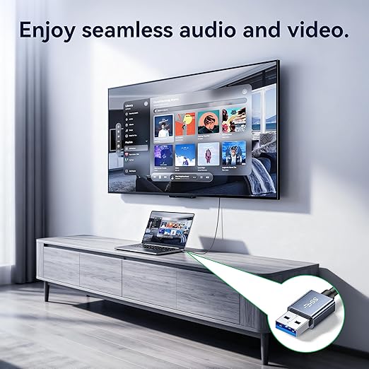 USB 3.0 to HDMI Cable 5Ft, 1080P@60Hz 5Gbps USB to HDMI Adpter High Speed for Connecting Laptop/PC/PS5/Xbox/Switch to TV/Monitor/Projector, Screen Mirroring and Display Extension