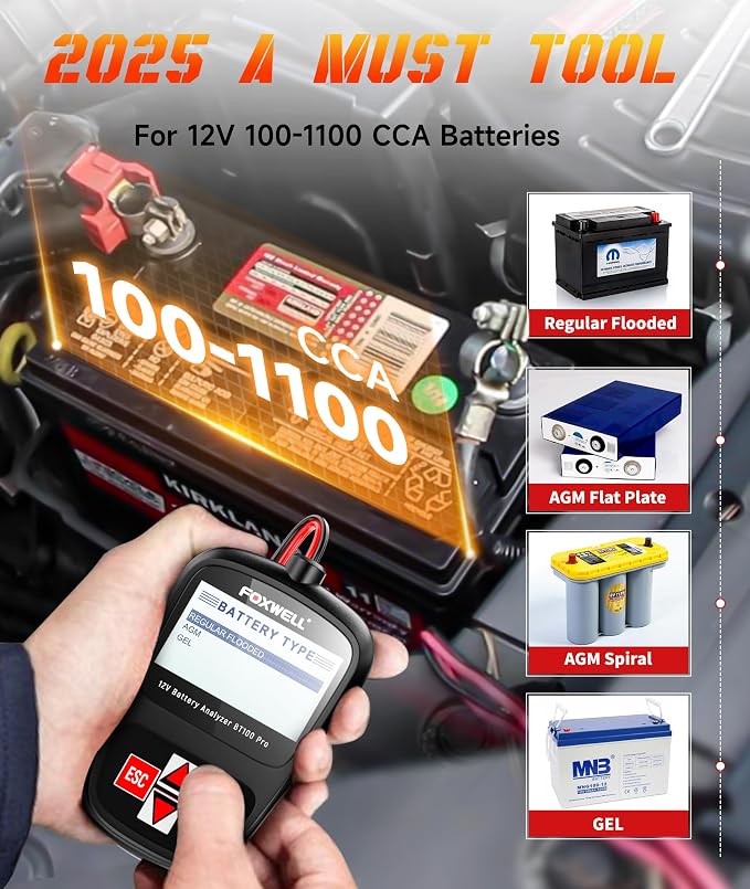 FOXWELL NT604 obd2 Scanner and BT100 Pro Battery Tester