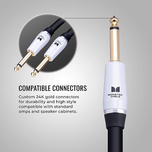 Monster Prolink Studio Pro 2000 1/4 Inch TS to 1/4 Inch TS Speaker Cable, 12 Foot, Male to Male Audio Cable for Amplifier, Guitar, Instrument, and Speaker Connections