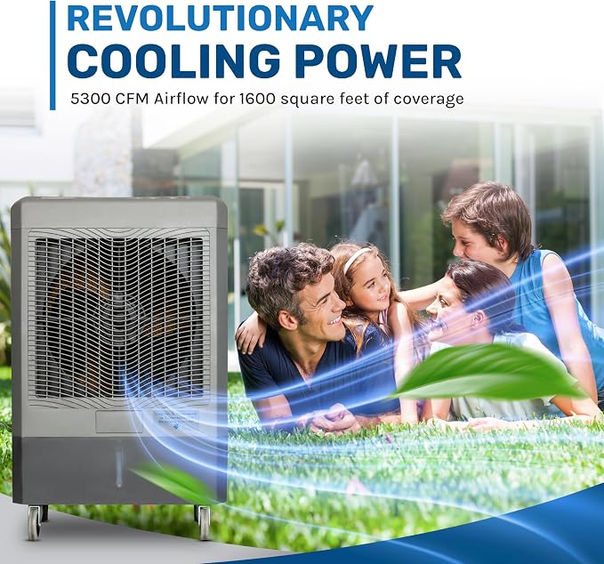 Hessaire 5300 CFM 3-Speed Portable Evaporative Cooler (Swamp Cooler) for 1600 square feet